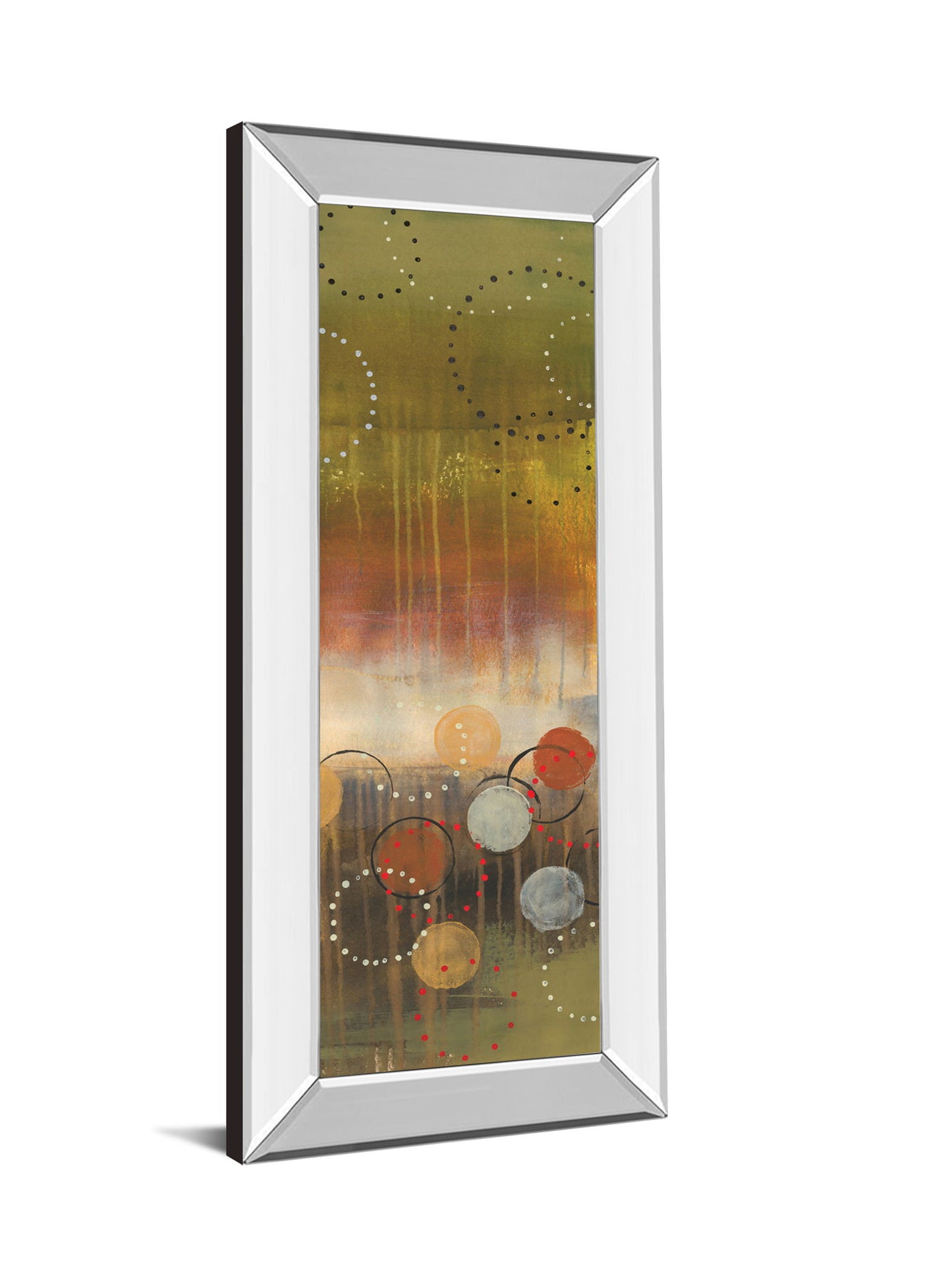 Circles In Panel Il By Jeni Lee - Mirror Framed Print Wall Art - Light Brown