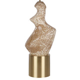 "Sculptural Serenity" Ceramic Table Lamp (Set of 2) - Stone / Soft Gold