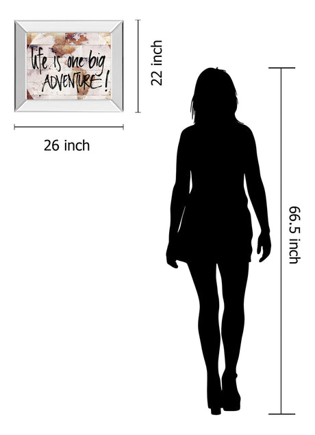 World On Wood By Sd Studios - Mirror Framed Print Wall Art - Beige