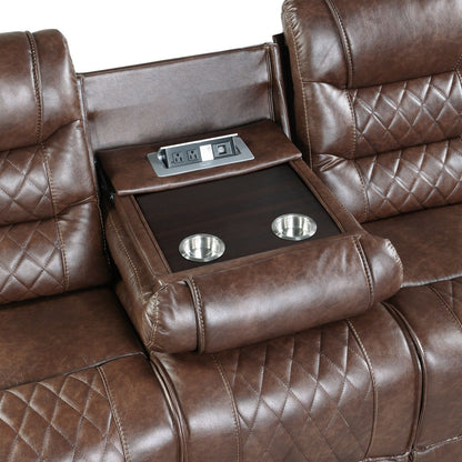 Putnam - Power Double Reclining Sofa With Center Drop-Down Cup Holders, Receptacles And USB Ports