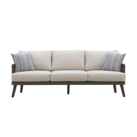 Genova - Patio Sofa With Two Accent Pillows - Gray