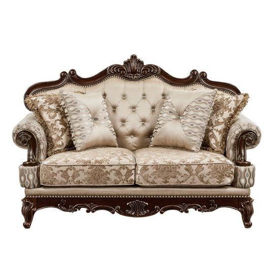 Balthasar - Sofa & Loveseat - Cherry / Beige