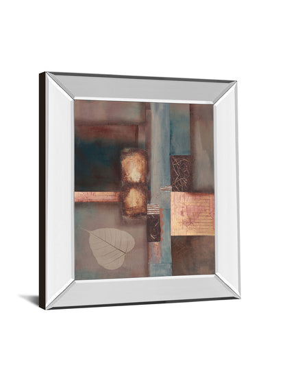 Fall I With Leaf By Laurie Fields - Mirror Framed Print Wall Art - Light Brown