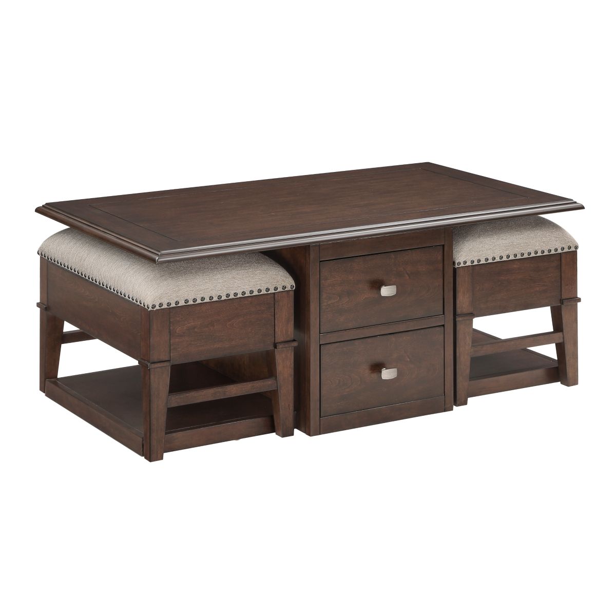 Claremore - Cocktail Table With Two Ottomans - Beige