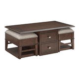 Claremore - Cocktail Table With Two Ottomans - Beige