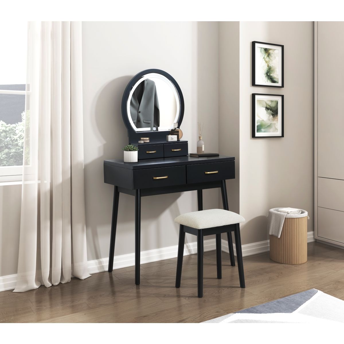 Camilla - Vanity Dresser With Mirror And Stool