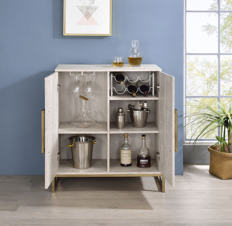 Larkin - Faux Marble Wine Cabinet - Pearl Silver