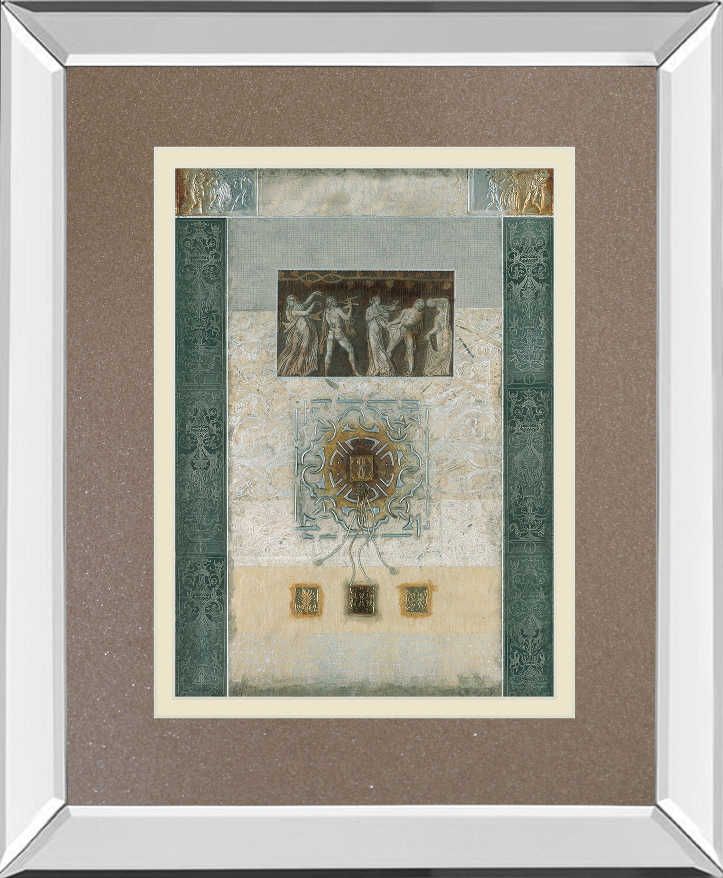 Romanesque Il By Douglas - Mirror Framed Print Wall Art - Light Brown