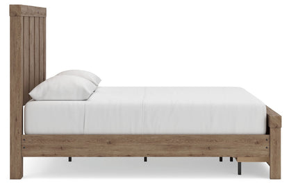 Oliandon - 3 Pc. - Queen Panel Storage Bed, Dresser And Mirror - Light Brown