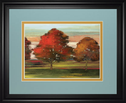 Tress In Motion By Alison Pearce - Framed Print Wall Art - Light Blue
