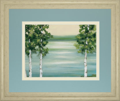 Quiet Lake By Rita Vindeszia - Framed Print Wall Art - Light Blue