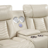 Huron - Power Double Reclining Loveseat With Center Console, Wireless Speakers, LED And Charging Ports