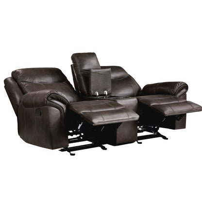 Aram - Double Glider Reclining Loveseat With Center Console, Receptacles And USB Ports