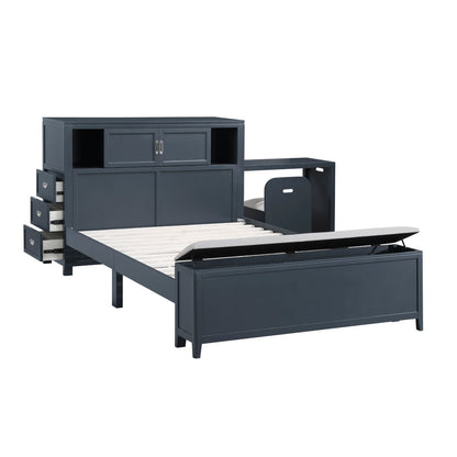 Sloane - Bookcase Bed With Hidden Desk, Stool And Storage Bench