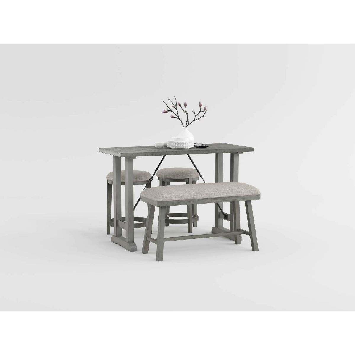 Auburndale - Counter Height Bench - Dark Gray / Beige