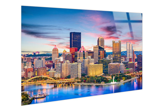 Steel City Glow Tempered Glass With Foil - Blue / Pink