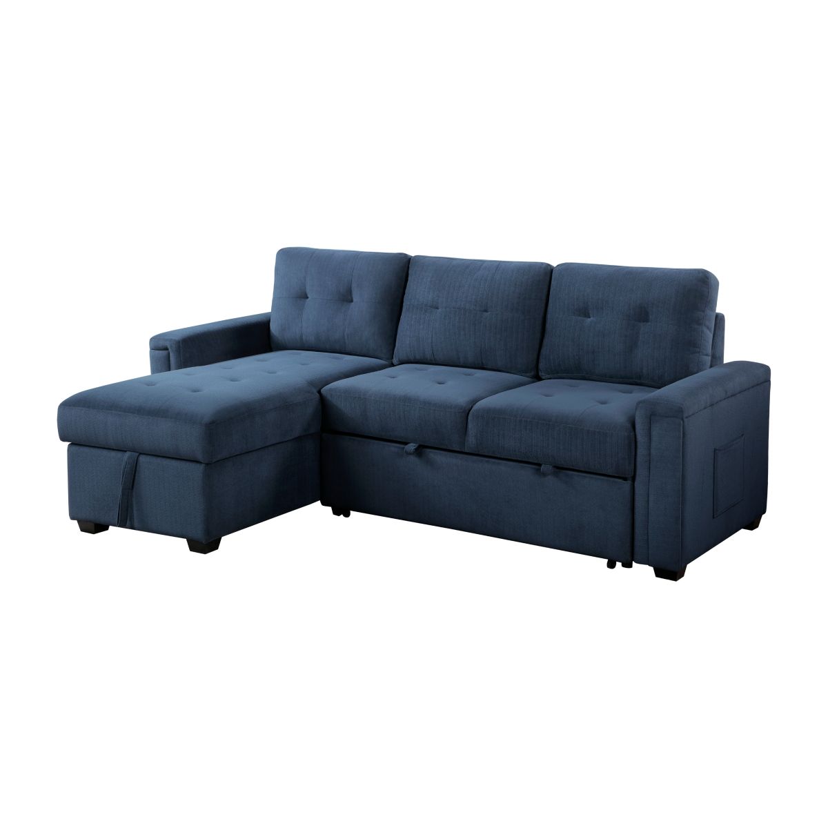 Barbara - Reversible Sectional With Hidden Storage And Pull-Out Bed - Blue