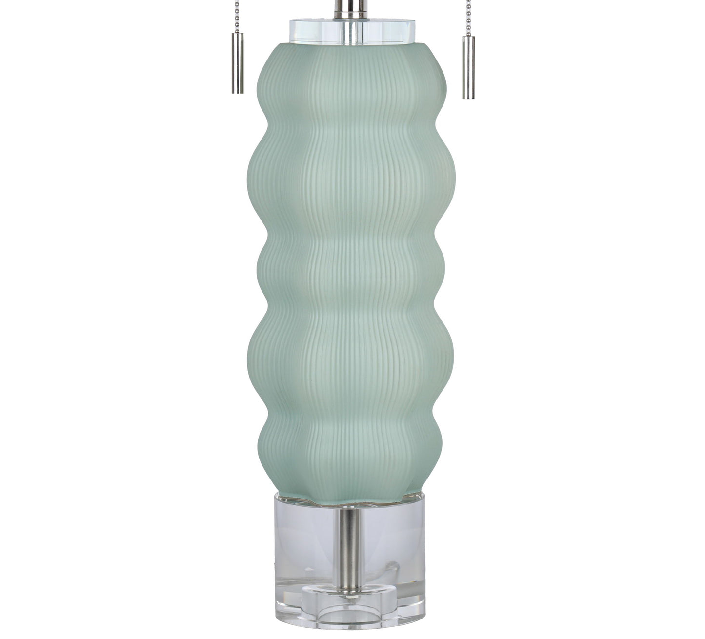 Oceanic Wave Glass & Crystal Table Lamp (Set of 2) - Mist Blue / Clear Crystal