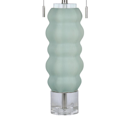 Oceanic Wave Glass & Crystal Table Lamp (Set of 2) - Mist Blue / Clear Crystal