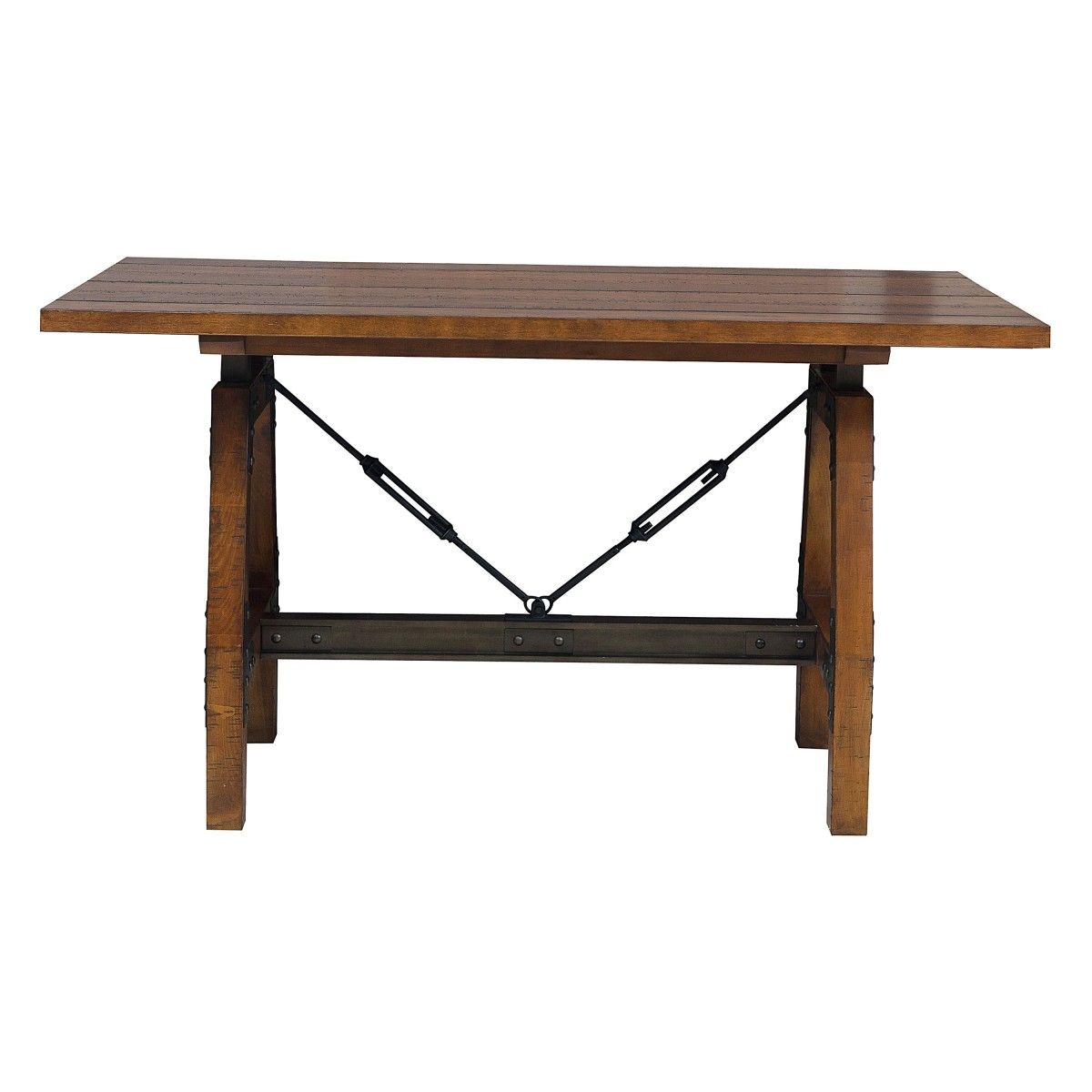 Holverson - Counter Height Table - Rustic Brown / Gunmetal