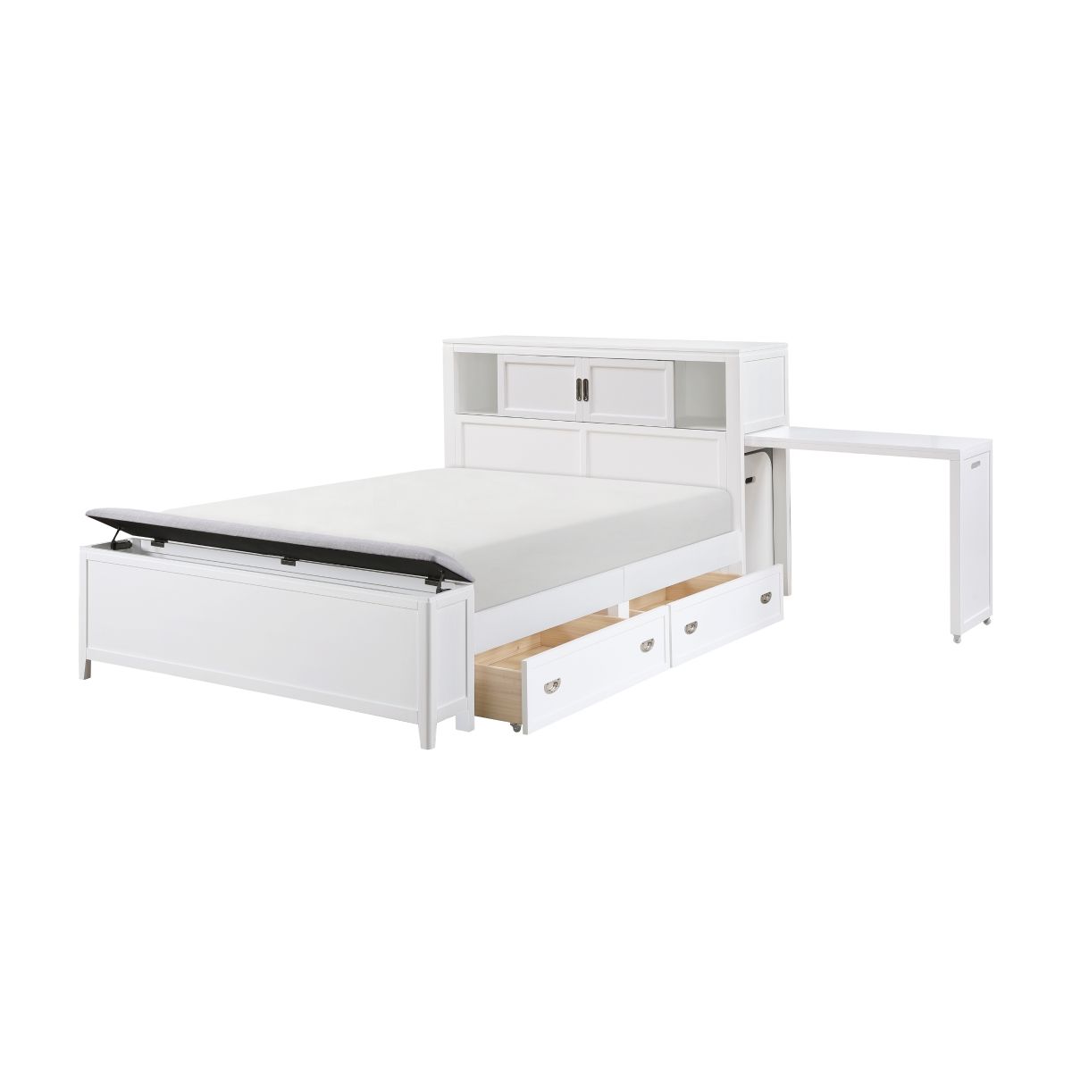 Sloane - Bookcase Bed With Hidden Desk, Stool And Storage Bench