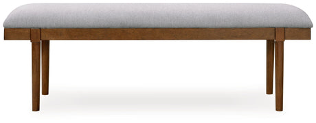 Lyncott - Large Upholstered Dining Room Bench - Gray / Brown