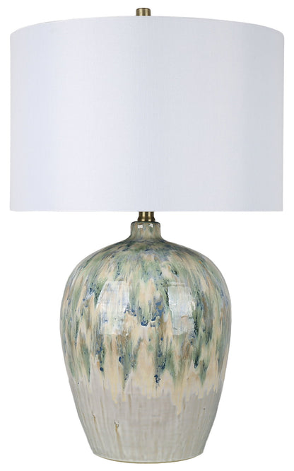Shoreline Reverie - 28 X 18 - Ceramic Table Lamp - Sea Glass Glaze