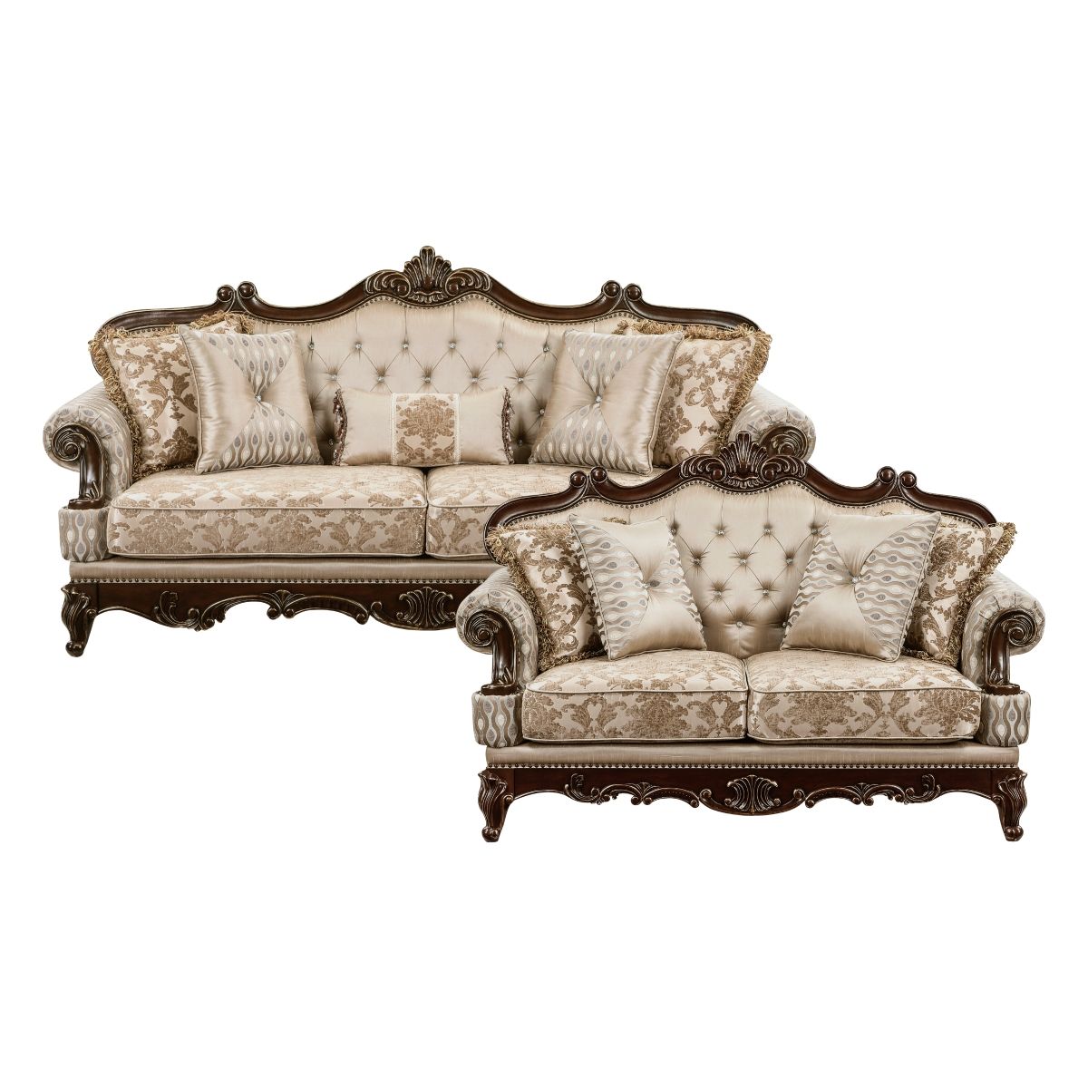 Balthasar - Sofa & Loveseat - Cherry / Beige
