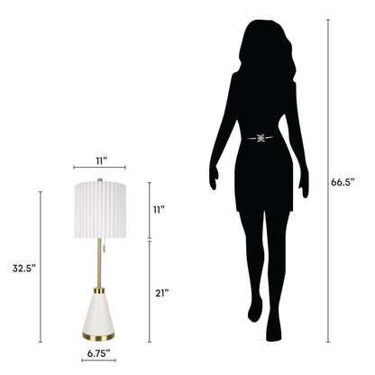 Gilded Cadence - 32 X 11 - Metal Buffet Lamp (Set of 2) - Textured White Pu Leather, Soft Gold