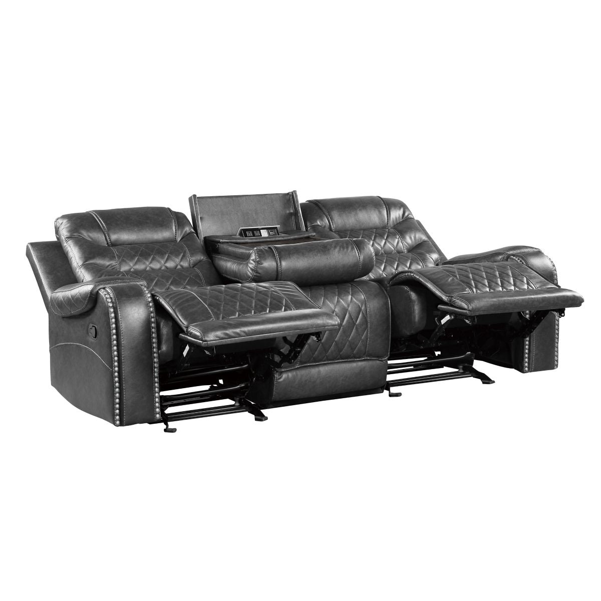 Putnam - Power Double Reclining Sofa With Center Drop-Down Cup Holders, Receptacles And USB Ports
