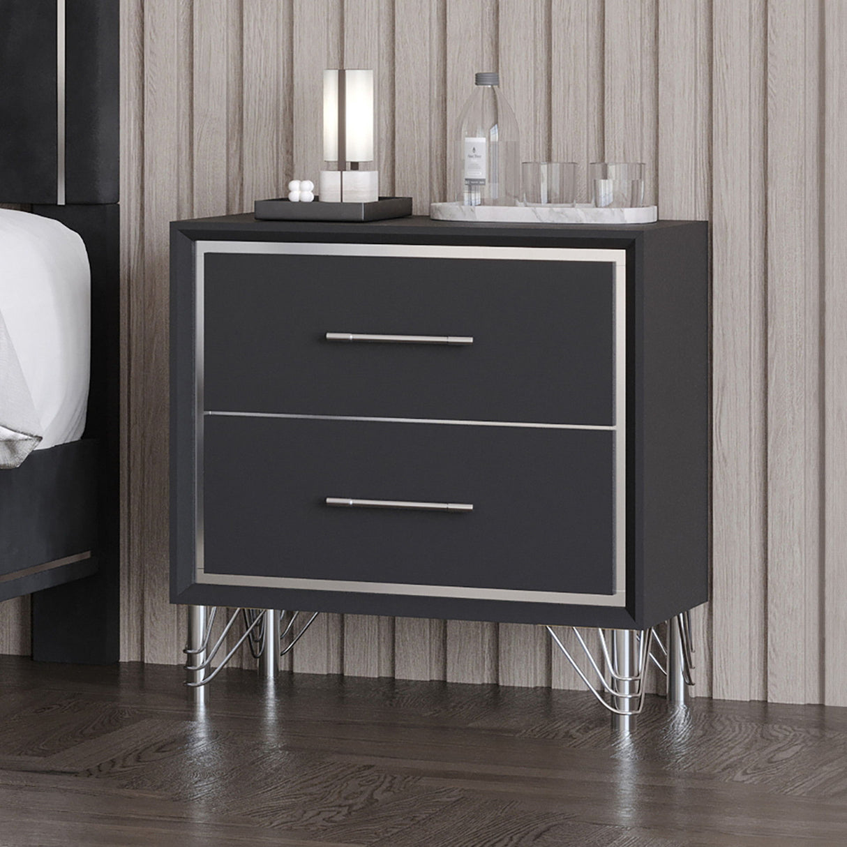 Ava - 2 Drawer Nightstand - Ebony