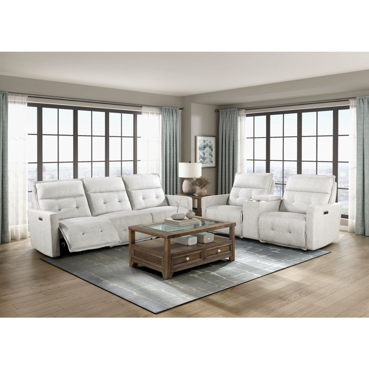 Salida - Power Double Reclining Sofa With Power Headrests - White