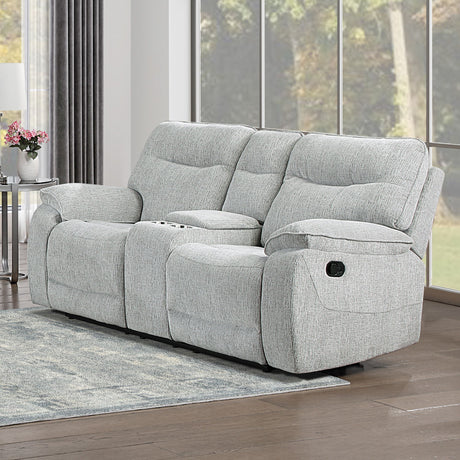 Chablis - Reclining Console Loveseat - Mist Gray