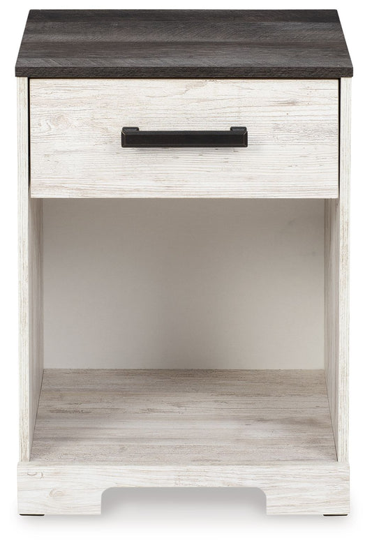 Shawburn - One Drawer Night Stand - Whitewash / Charcoal Gray