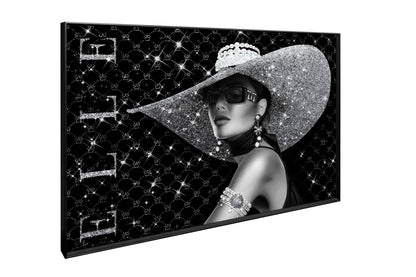 Couture After Dark - 47 X 32 - Gloss With Foil & Rocks In Frame - Black