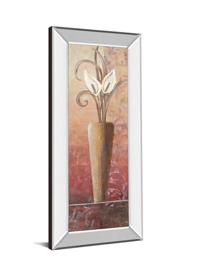 Flower In Vase I - Mirrored Framed Print Wall Art - Light Brown