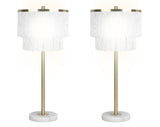 "Tassel Elegance II" Metal Table Lamp (Set of 2) - Soft Gold / White