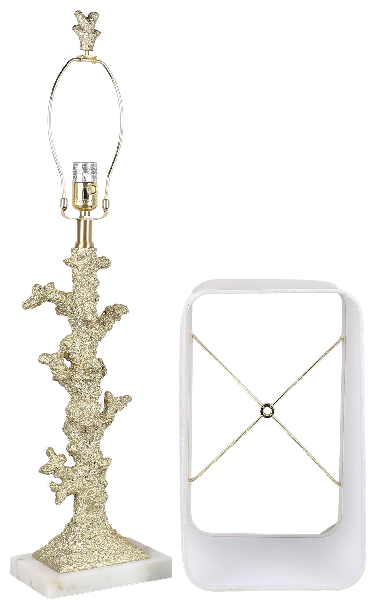 Gilded Reef - 30 X 15 - Resin Table Lamp (Set of 2) - White Marble