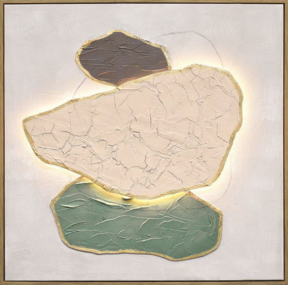 Earthen Forms II Hand-Painted LED Canvas In Frame - Beige / Blush