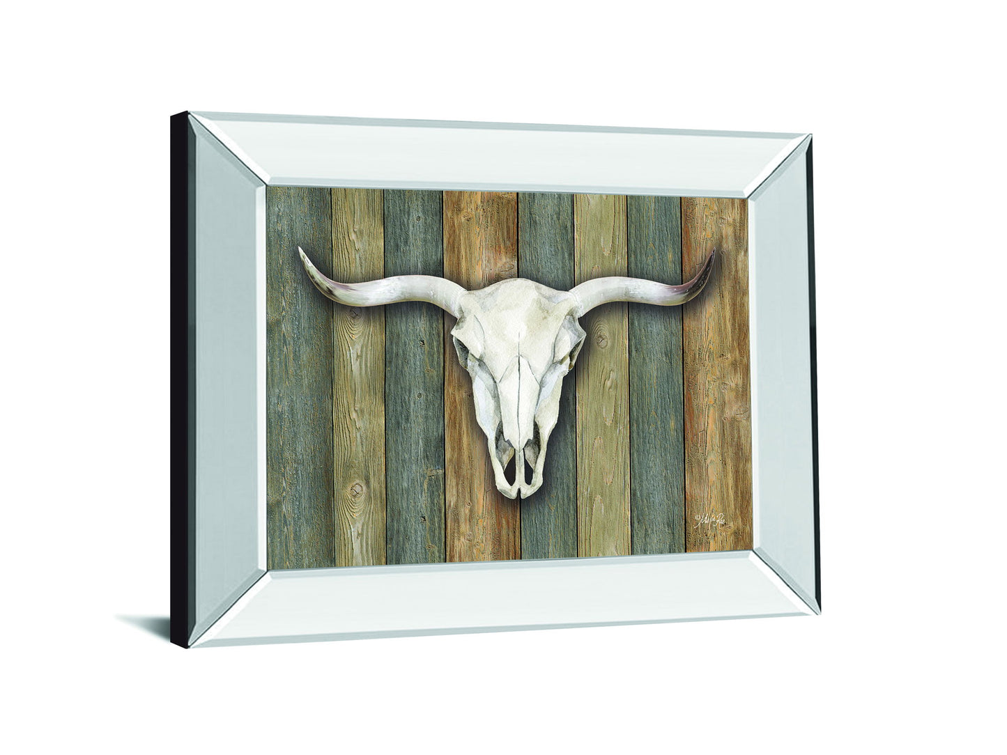 Cow Skull Il By Marla Rae - Mirror Framed Print Wall Art - Light Brown