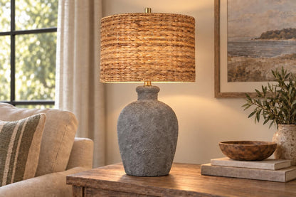 Ashen Grove - 28 X 16 - Ceramic Table Lamp - Weathered Charcoal Stone