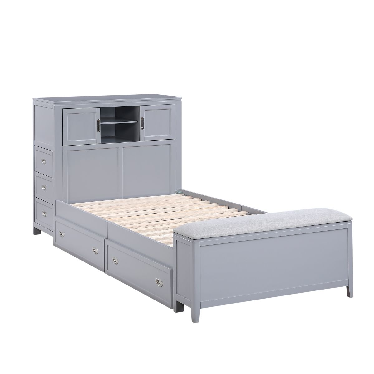 Sloane - Bookcase Bed With Hidden Desk, Stool And Storage Bench
