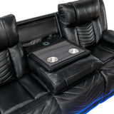 Huron - Power Double Reclining Sofa With Center Drop-Down Cup Holders, Wireless Charger, Magazine Bag, LED And Charging Ports