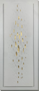 "Golden Drops" Hand-Painted Wrapped Canvas - Gray / Gold
