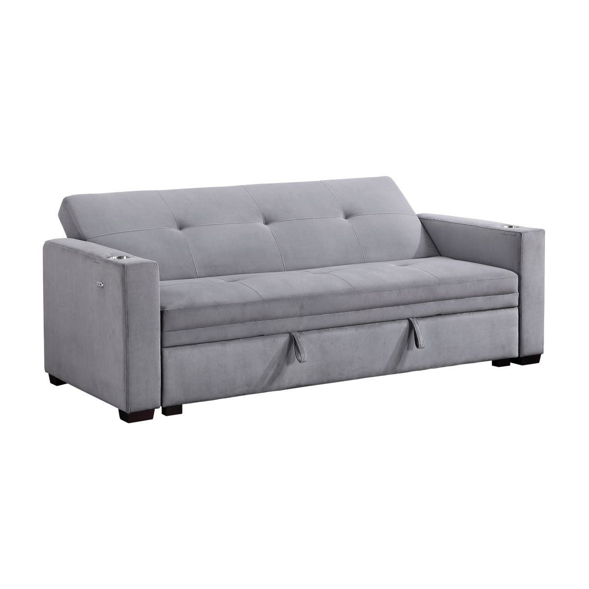 Grady - Convertible Sofa With Hidden Storage, Cup Holders And Charging Ports - Gray