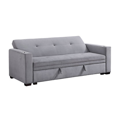 Grady - Convertible Sofa With Hidden Storage, Cup Holders And Charging Ports - Gray