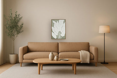 "Textured Foliage I" Hand-Embellished Canvas In Frame - Gray / Green / Wood