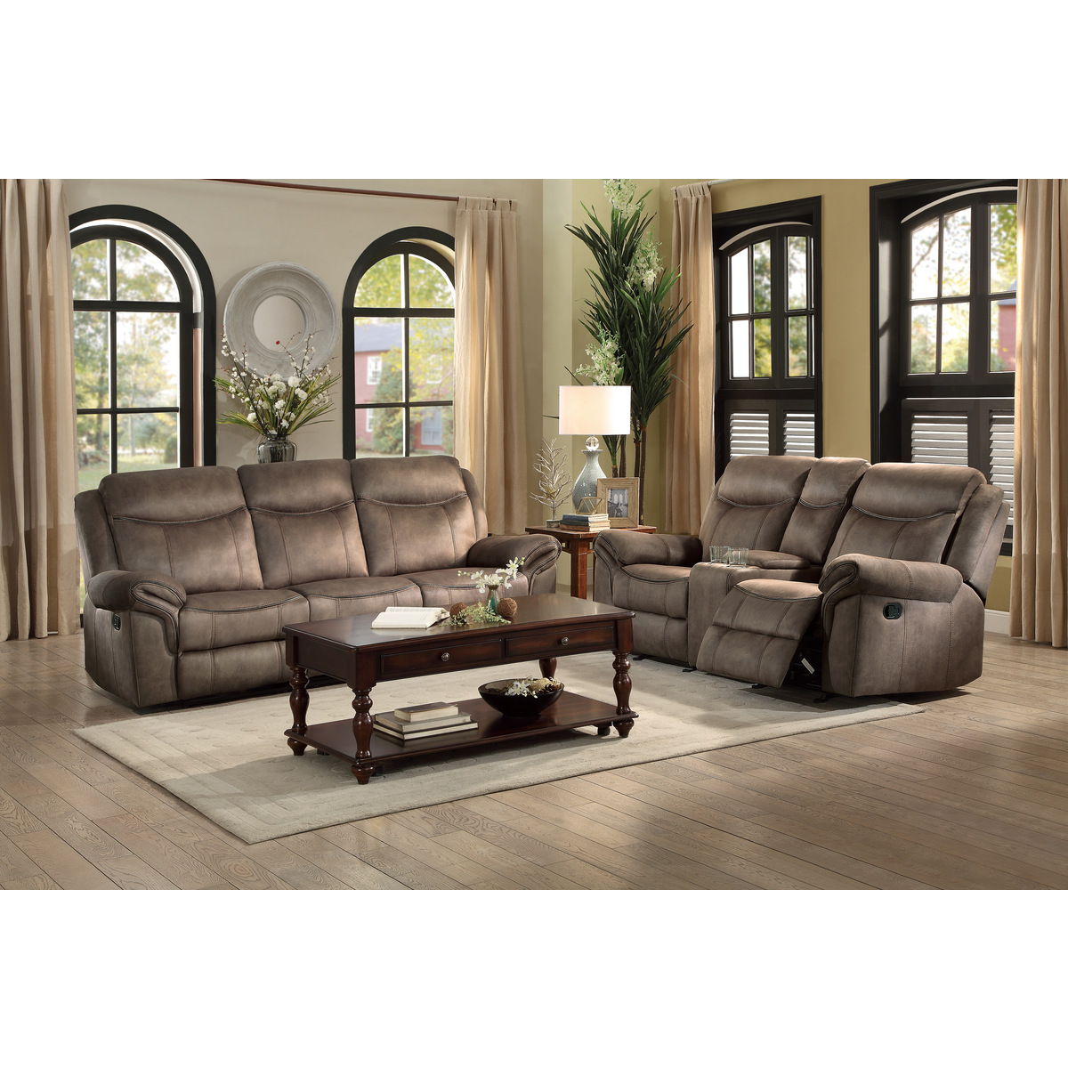 Aram - Double Glider Reclining Loveseat With Center Console, Receptacles And USB Ports