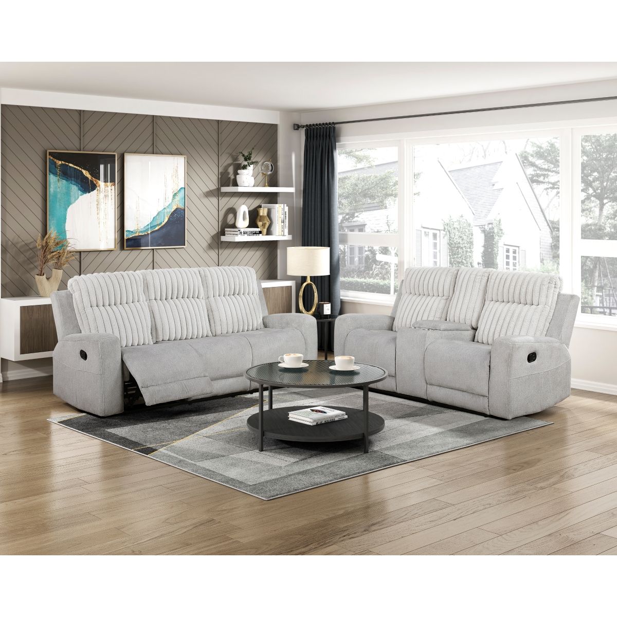 Benton - Double Reclining Sofa - Light Gray