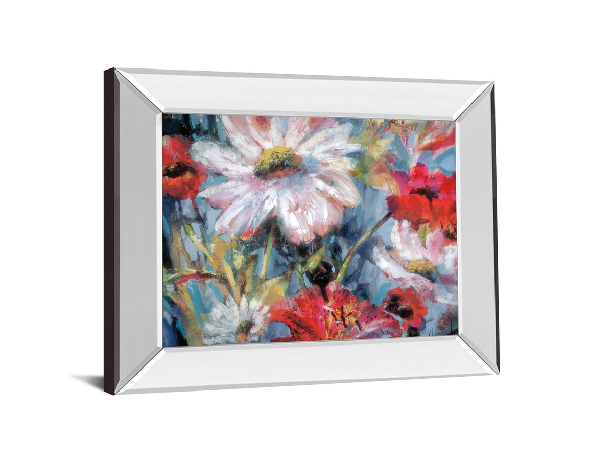 Tangled Garden I By Brent Heighton - Mirror Framed Print Wall Art - Blue